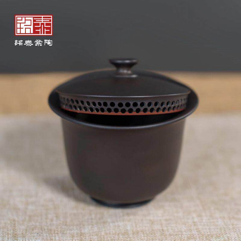 云南建水紫陶盖碗纯手工全孔手抓壶网红心肝壶中式泡茶具功夫盖碗
