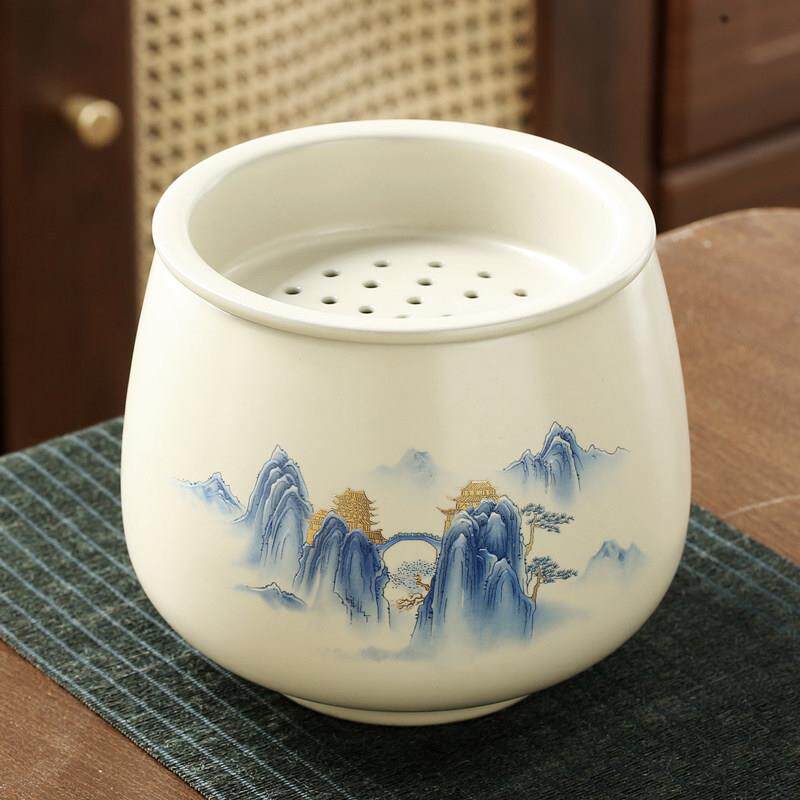 大号汝窑茶洗陶瓷茶渣缸家用茶具配件哥窑洗茶杯盆水盂茶水废水缸