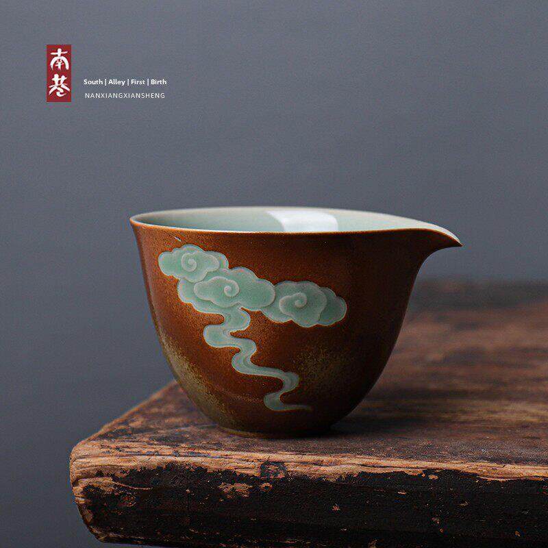纯手工青瓷廖道剑收藏送礼彷古功夫茶具高端分茶器陶瓷公道杯茶海