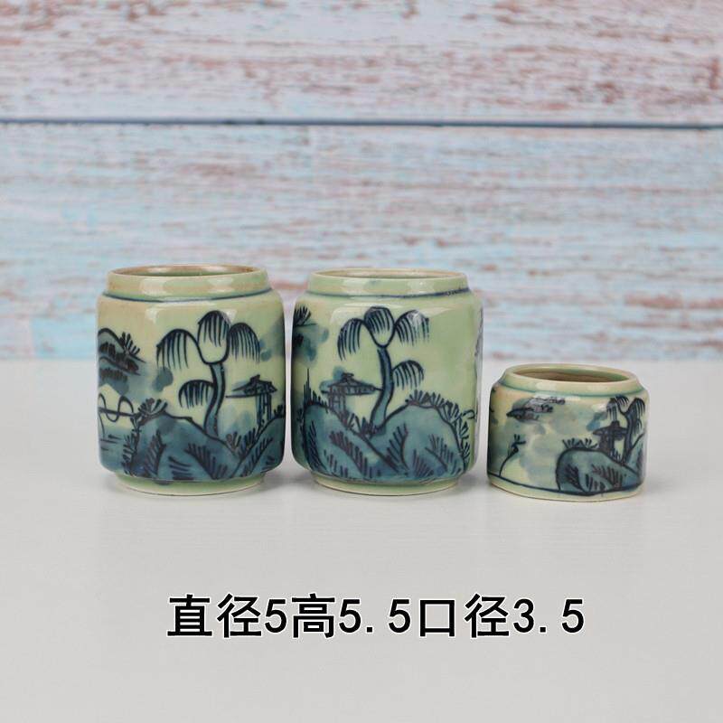画眉鸟食罐青花鸟杯杯子瓷碗八哥蜡嘴高白手绘山水竹鸟笼配件