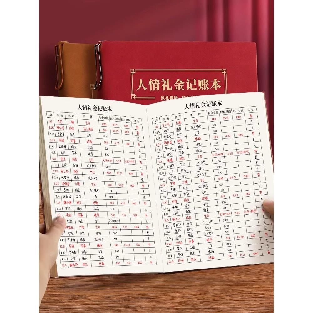 采购产品家庭礼金，会计账簿，2025新记录簿，结婚礼物登记账簿，