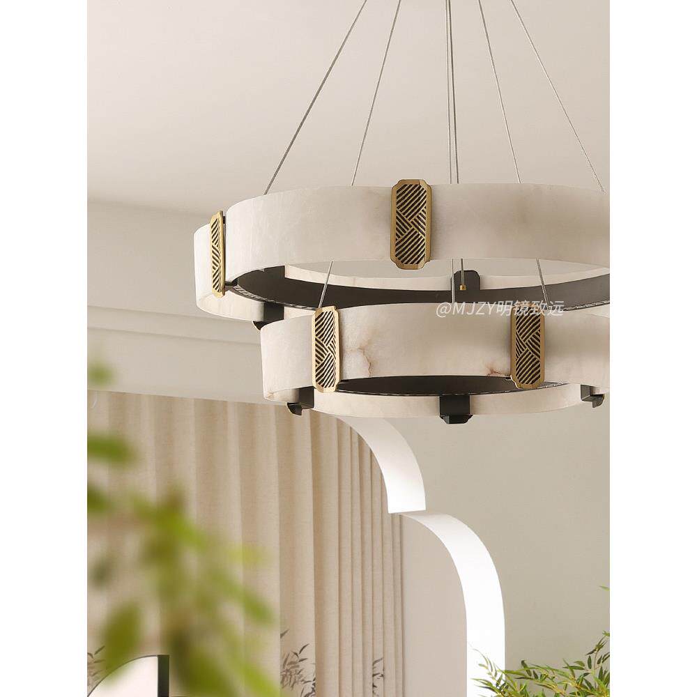 2025新全铜新中国风大理石客厅吊灯中国风古典房子覆式地板餐厅灯