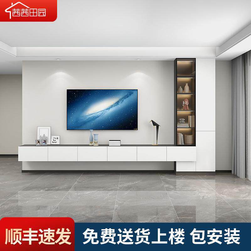 【香港包邮】定制工厂悬空落地电视柜现代简约一体靠墙组合柜电视