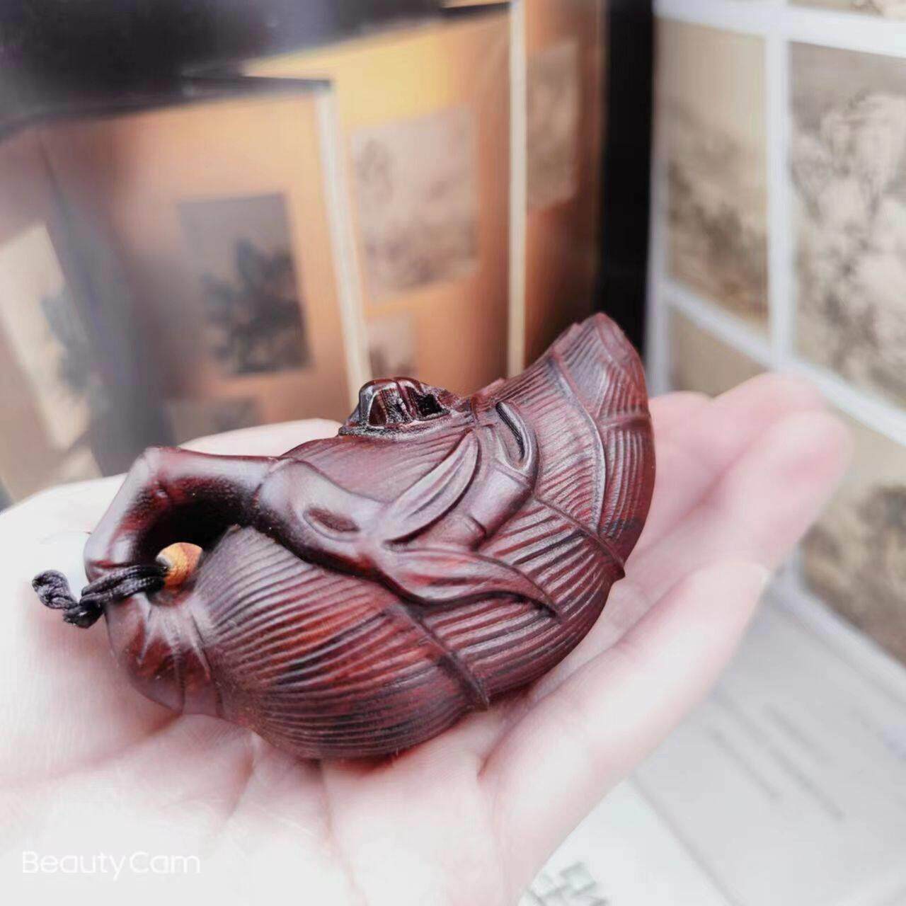 红酸枝实木雕刻知足常乐实心木壶手把件把把壶蜘蛛竹文玩大手把件