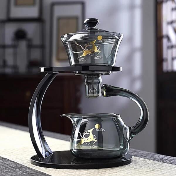 高硼硅耐热玻璃懒人登高磁吸茶具半自动泡茶器家用功夫泡茶套装