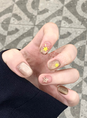 【珂珂不闷智取星】纯手工穿戴甲手绘星星玻璃珠猫眼新款显白美甲
