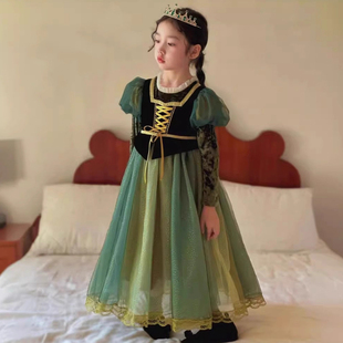 女童宫廷风安娜公主连衣裙2025秋款小女孩洋气万圣节儿童cos礼服