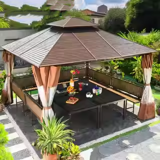 户外凉亭镀锌顶棚亭子帐篷别墅庭院花园露台景区休闲遮阳棚大雨棚,商业/办公家具,景观廊架,淘宝优惠券,粉丝福利购,淘宝优惠卷