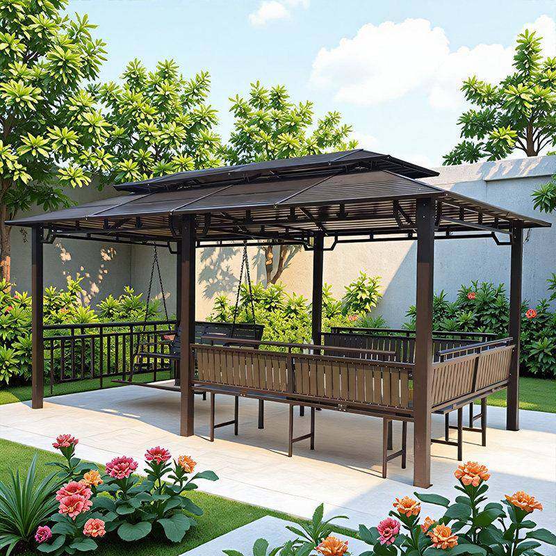 户外凉亭超大号镀锌顶遮阳棚室外多功能凉亭秋千庭院花园别墅亭子,商业/办公家具,景观廊架,淘宝优惠券,粉丝福利购,淘宝优惠卷