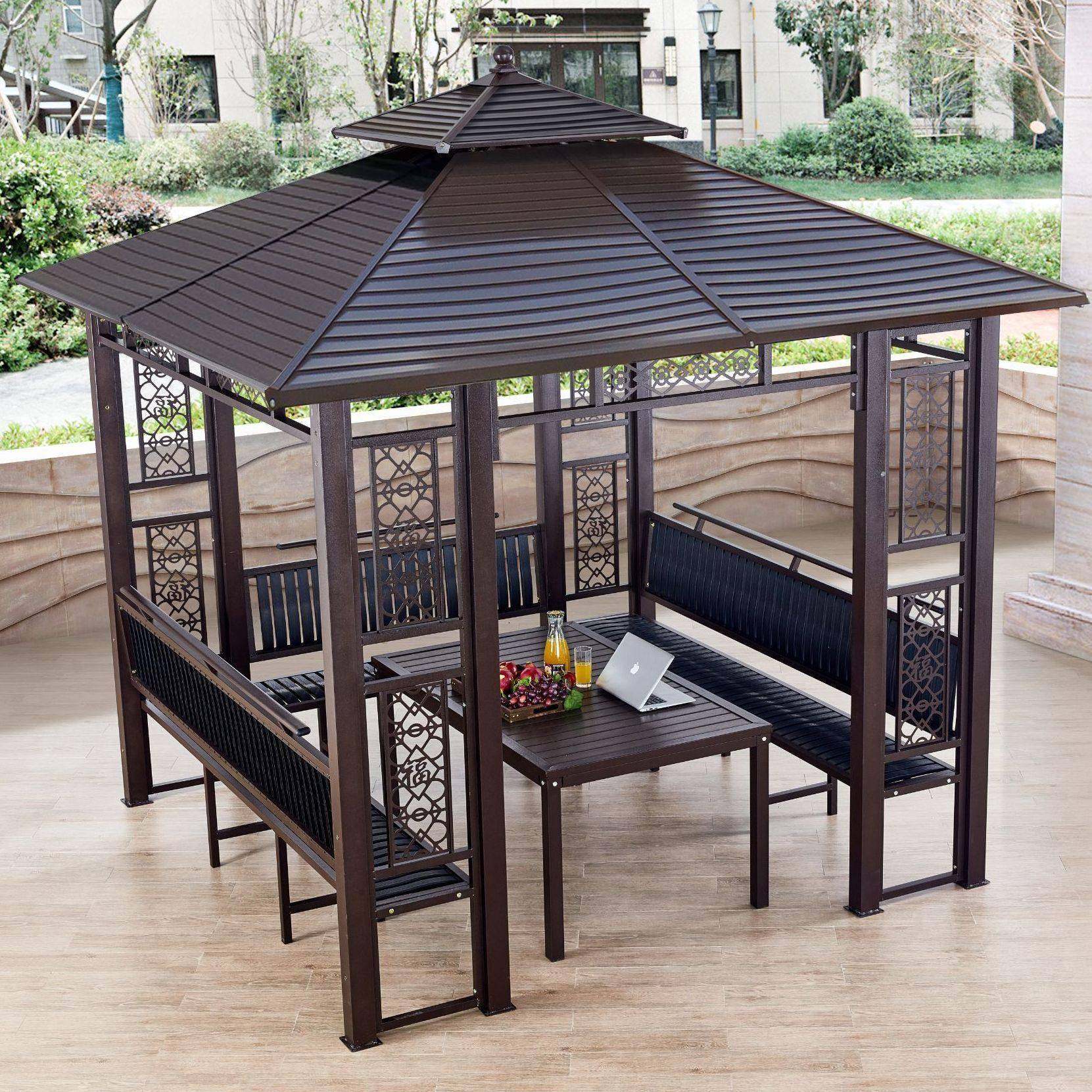 户外凉亭葡萄架庭院花园别墅露台阳台遮阳棚雨篷铁艺桌椅镀锌板顶,商业/办公家具,景观廊架,淘宝优惠券,粉丝福利购,淘宝优惠卷