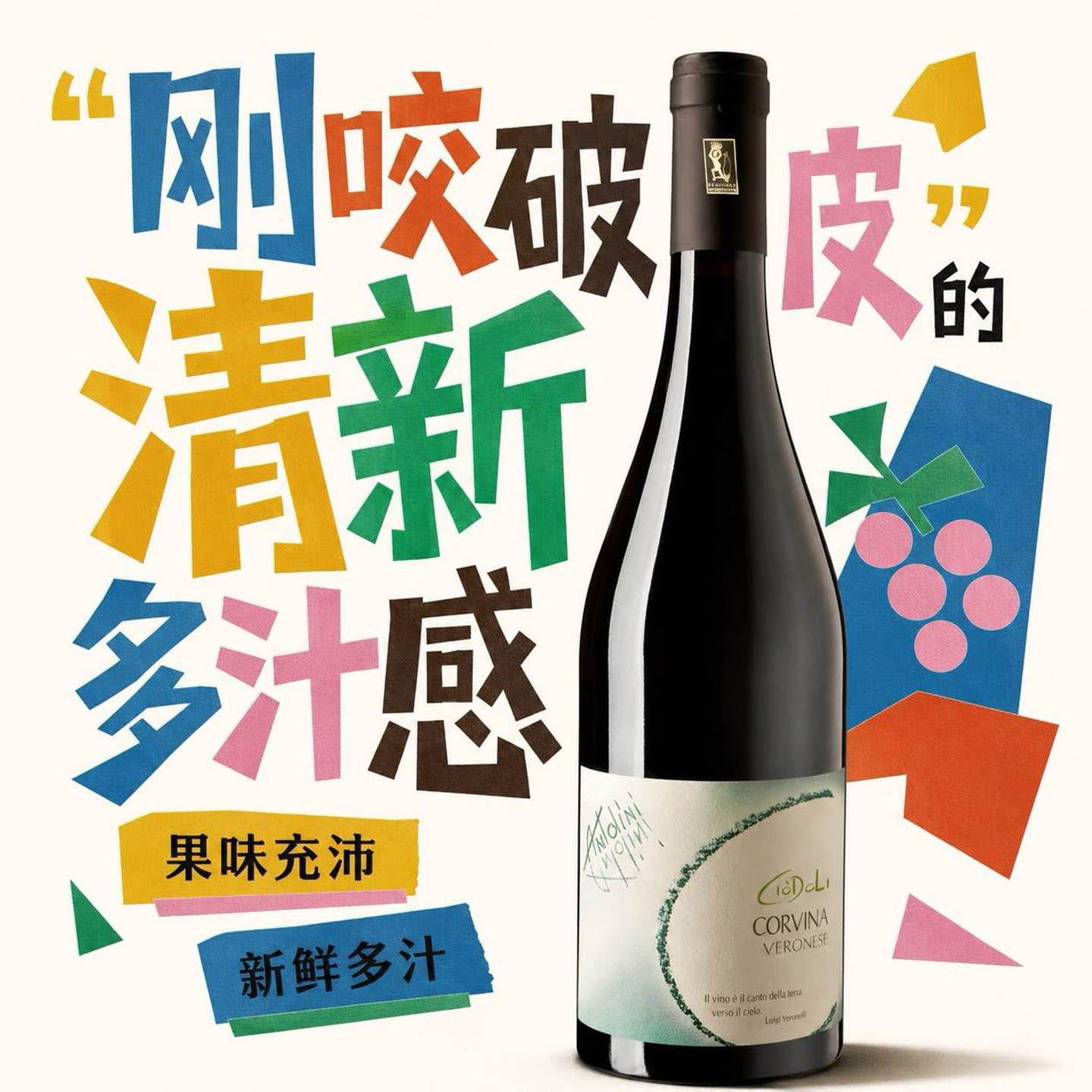 ANTOLINI意大利原瓶原装进口红酒科维纳干红葡萄酒14.5%vol果香