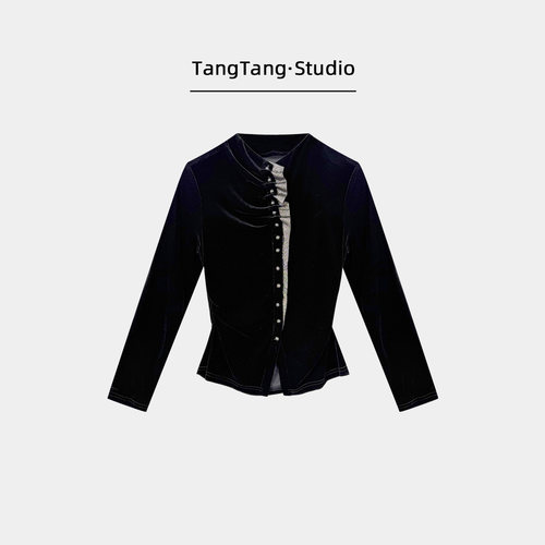 【TangTang·Studio】秋季黑金玉树外套黑色修身显瘦短外套128183