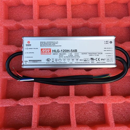 台湾明纬防水LED电源 HLG-120H-54B 120W 54V2.3A 线控调光 全新