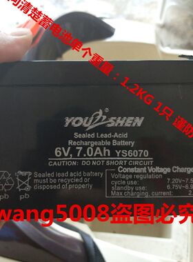 YOU SHEN蓄电池 6V7.0AH YS6070玩具车童车小孩子电动汽车用电瓶