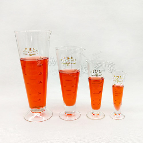 包邮蜀牛玻璃量杯三角量杯实验室玻璃锥形带刻度液体计量杯