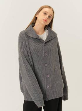 ZHYJ冬新款XUJ懒风开衫毛外套女衣秋休闲学院风宽松简约百慵搭针