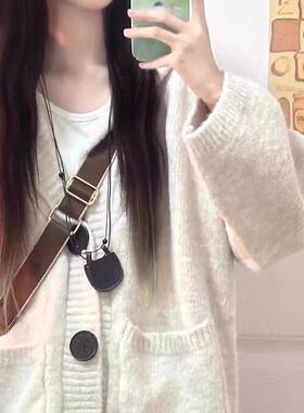 韩系慵懒高级套感灰2色连款帽毛C8M45441衣开衫外女秋冬季025新针