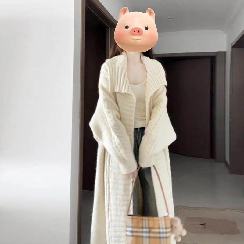 大0翻领长C33ME567款毛衣新针织开衫外套女秋冬22冬5款高级感慵懒