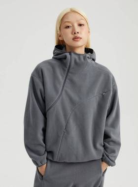 onup加绒加厚摇粒绒FW02309S宽帽外套e女秋冬季松美式复古拉链开