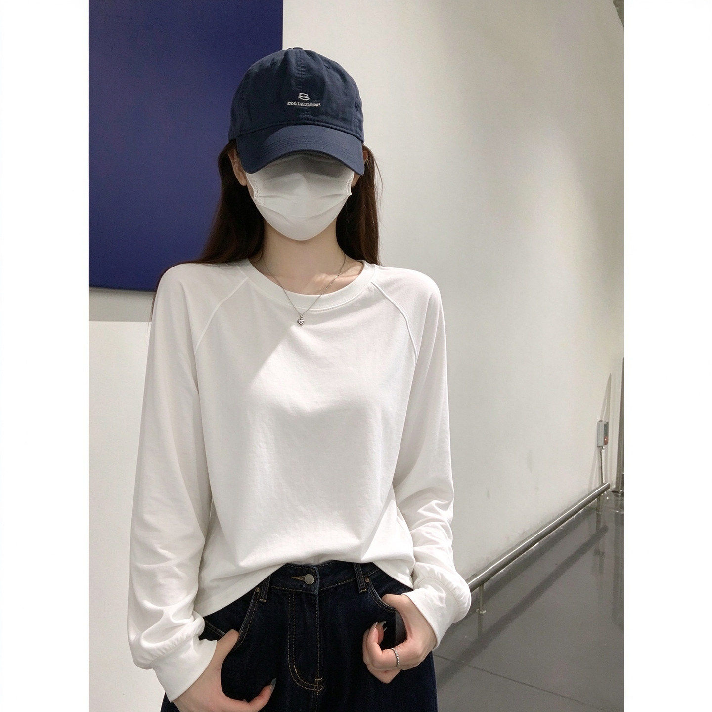2026秋冬韩版女士短款圆领纯棉T恤膨体德绒宽松长袖通勤内搭外穿