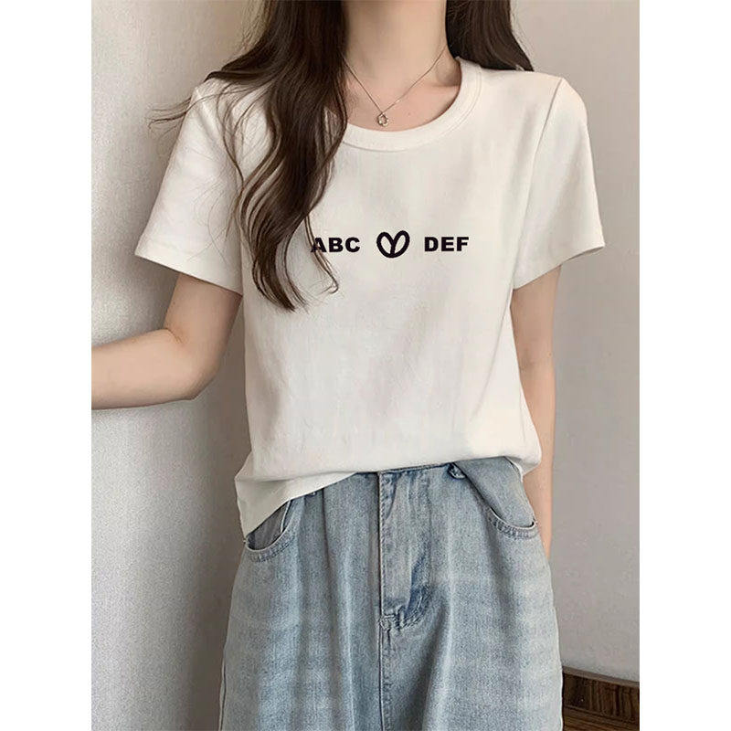 白色短袖t恤女春夏新款纯棉半袖打底衫宽松显瘦内搭字母印花上衣