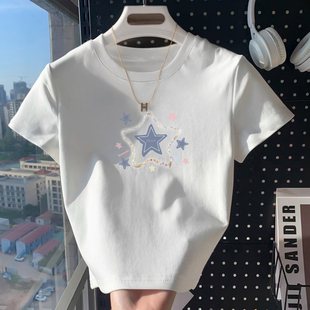 白色短款t恤女2026新款夏季内搭显瘦短袖小个子体恤纯棉小衫上衣