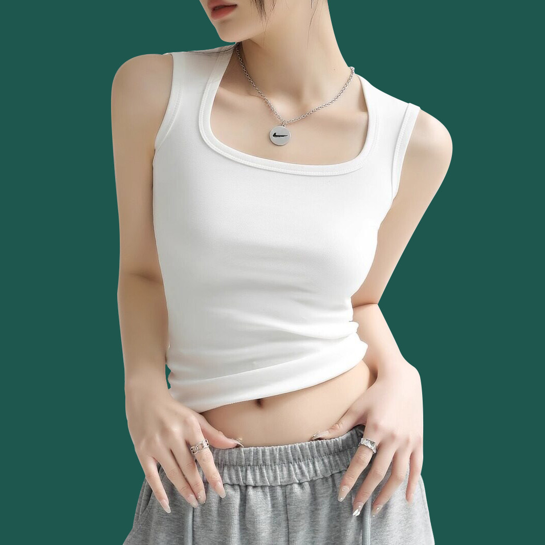 白色吊带背心女内搭2026新款夏季棉外穿遮副乳工字宽肩带打底方领