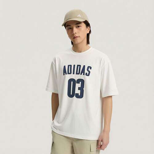 adidas阿迪达斯秋男大LOGO简约圆领oversize短袖T恤JM7232