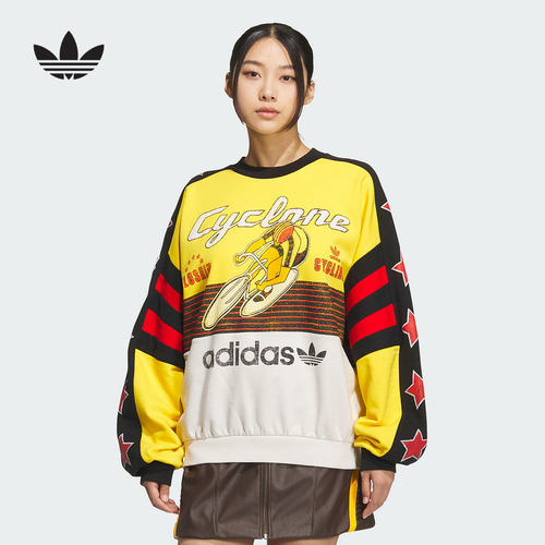 adidas阿迪达斯三叶草毛圈布套头衫2025秋CYCLING圆领卫衣 KG3145