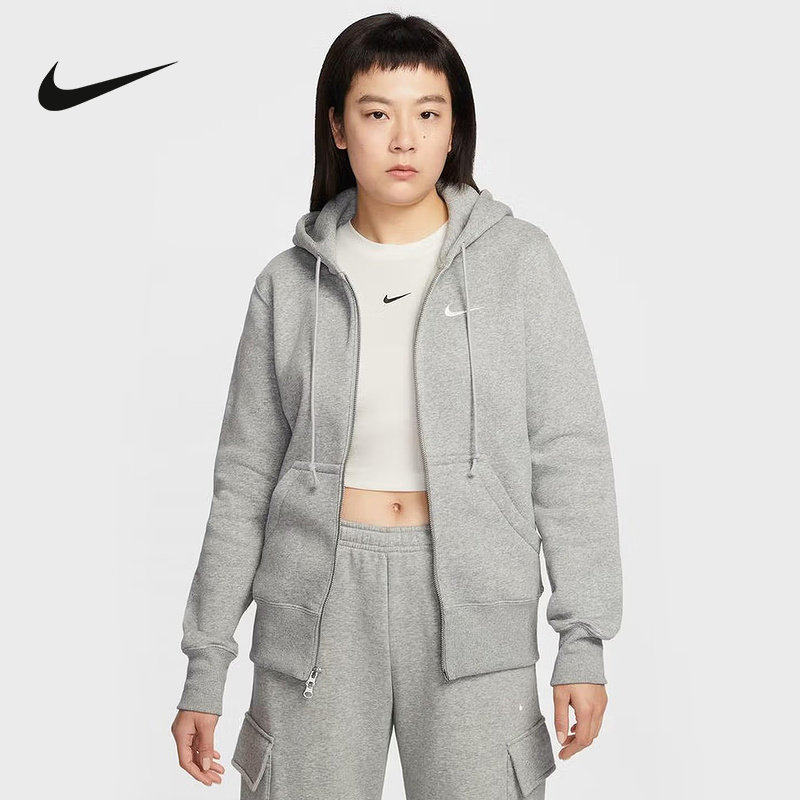 NIKE耐克女子针织夹克外套春季新款加绒连帽衫运动卫衣HJ0996-133图片