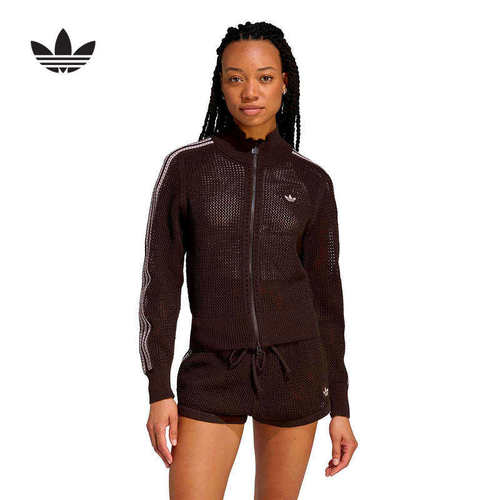 adidas阿迪达斯三叶草钩针编织夹克26春女FIREBIRD开衫外套KE0202