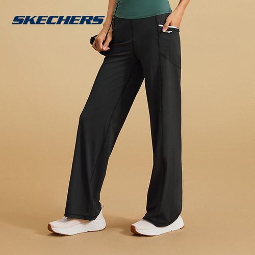 Skechers斯凯奇长裤秋女运动裤舒适垂感针织休闲裤 P224W142/03B6