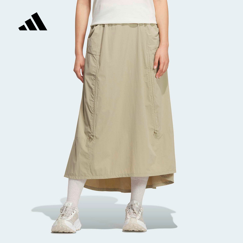 adidas阿迪达斯户外凉感宽松运动长裙26夏女旅行休闲半身裙KD4418图片