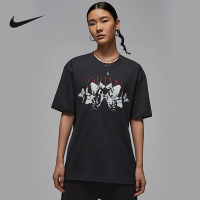 Nike耐克女T恤夏季新款JORDAN图案印花宽松运动棉短袖IB7032-133