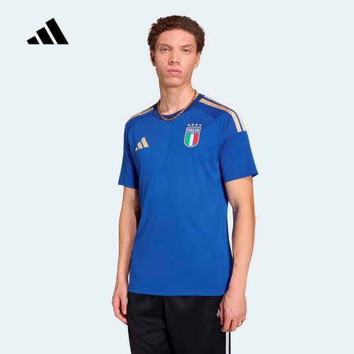 adidas阿迪达斯意大利队助威版主场足球运动修身短袖球衣 JY7588