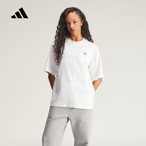 adidas阿迪达斯Stella Mc亲肤棉质宽松半袖2026夏女短袖T恤JZ0697