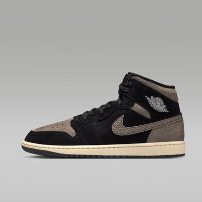NIKE耐克男鞋Air Jordan 1 AJ1摩卡棕黑中帮复古篮球鞋IB7110-002