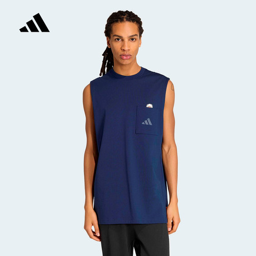 adidas阿迪达斯2026夏男卡通印花运动休闲上衣背心无袖T恤 KE6169