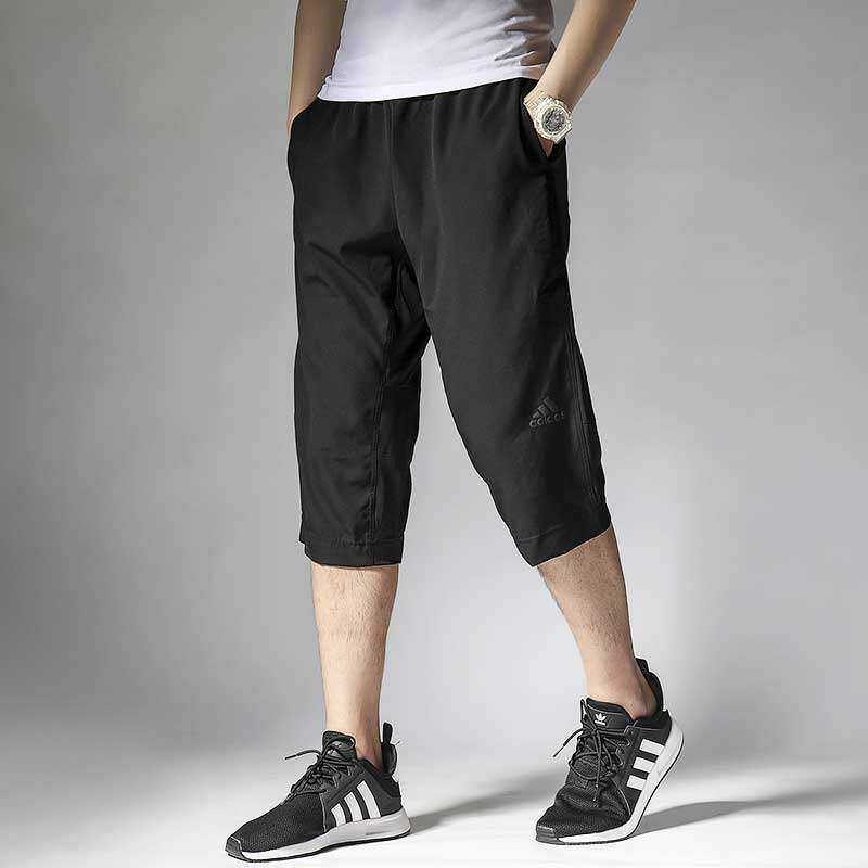 Adidas阿迪达斯短裤男夏季新款跑步运动中裤休闲梭织七分裤BK0982