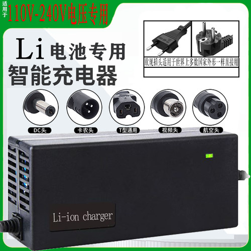 110V锂电池48V欧规插头专用电动车电瓶快充充电器54.6V2A3A5A