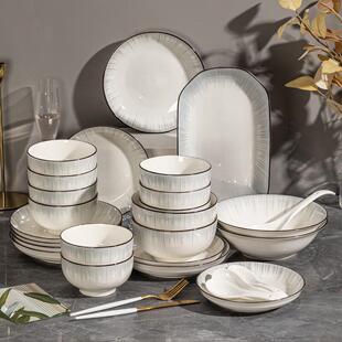碗盘餐具北欧釉下彩陶瓷餐具整套碗套装简约饭碗盘子菜盘碗碟套餐