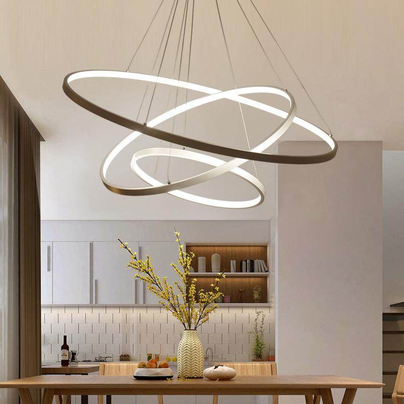 led吊灯后现代北欧客厅灯简约餐厅灯具个性铝材灯环形圆圈卧室灯,家装灯饰光源,智能吊灯,淘宝优惠券,粉丝福利购,淘宝优惠卷
