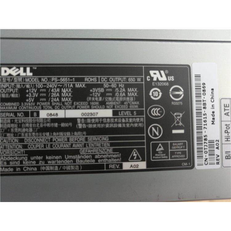 全新Dell PE1800电源 PS-5651-1 650W TJ785 GD323 0U2406 650W