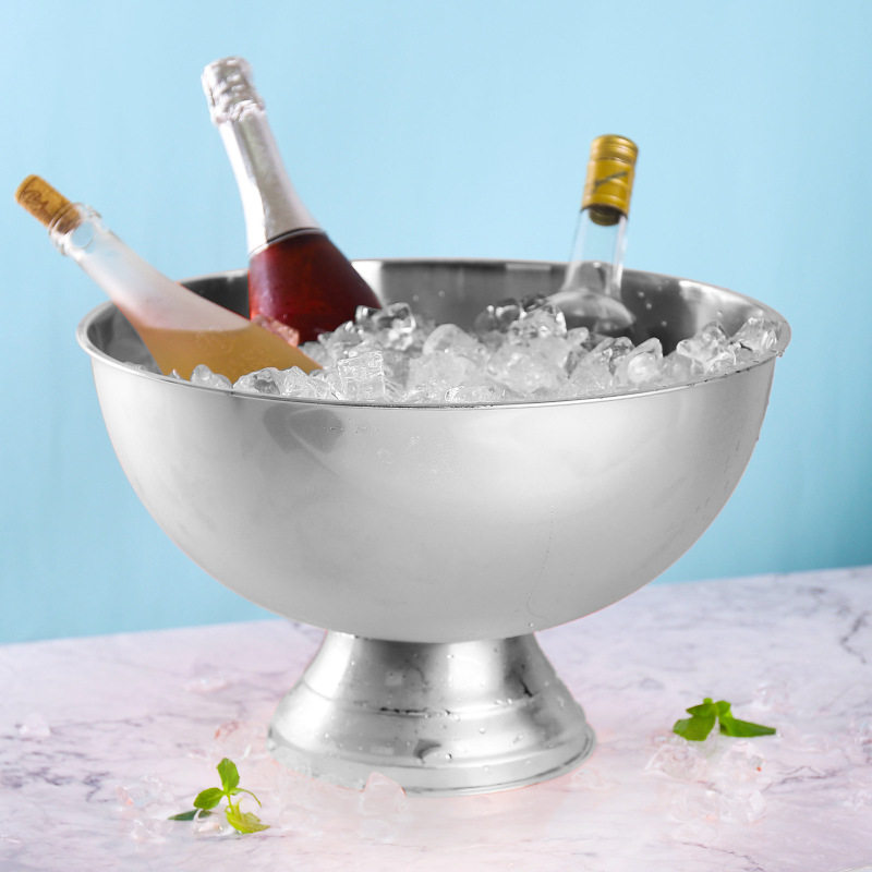 大不锈钢香槟盆冰桶酒吧冰粒冰镇冰酒啤酒红酒冰块冰的桶宾治大号图片