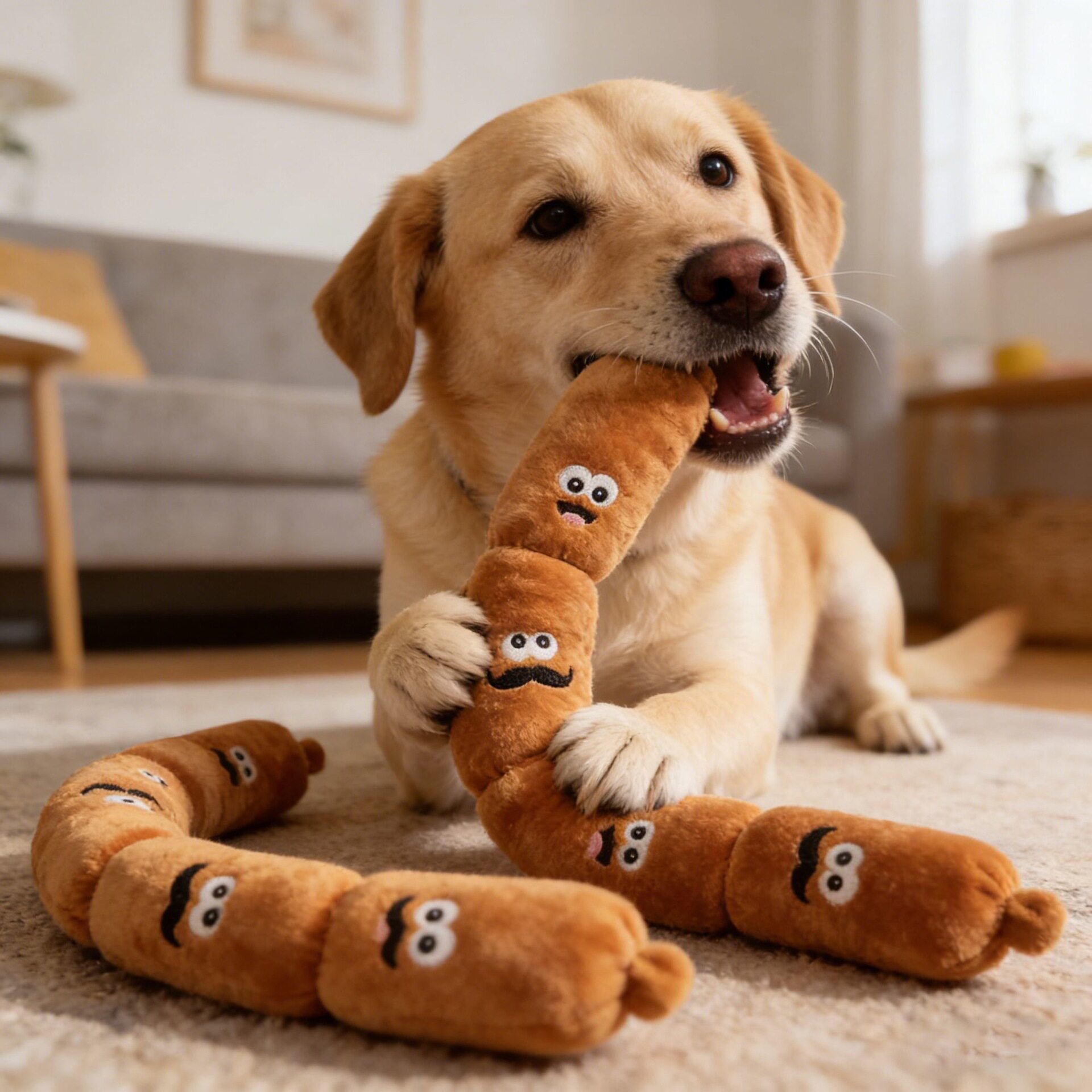 狗狗新款毛绒仿真香肠发声玩具趣味互动狗狗自嗨解闷香肠玩偶ZF