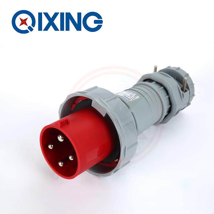 4芯63A防水工业插头 三相四线插头QX1110 航空插头3P+E 380V IP67