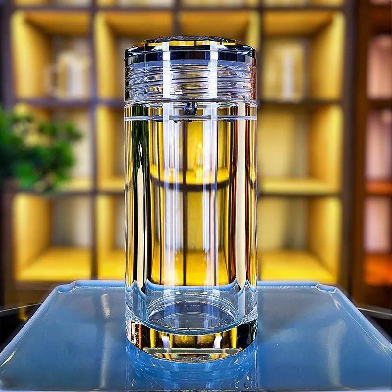 原矿水晶杯高档密封车载杯水晶玻璃杯带盖杯办公支持刻字定制送礼