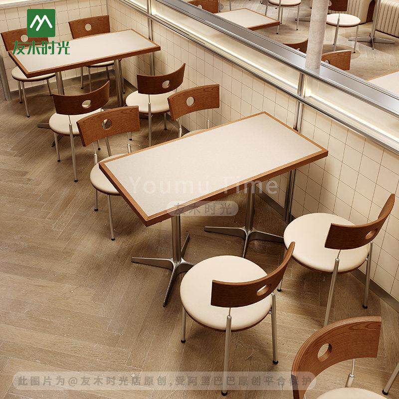 韩系料理店桌椅组合简餐轻食店餐桌椅网红咖啡厅奶茶店铁艺椅子
