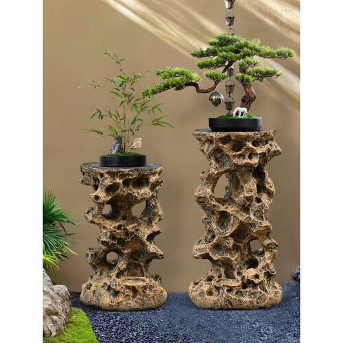 花园装饰太湖石树脂底座彷石墩户外庭院盆景别墅露台花盆花架摆件