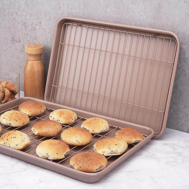烤盘烤箱家用不沾带烤架长方形饼干 蛋糕 披萨面包盘 烘焙工具